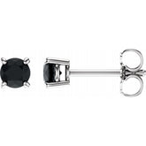 14K White 4 mm Natural Black Onyx Stud Earrings